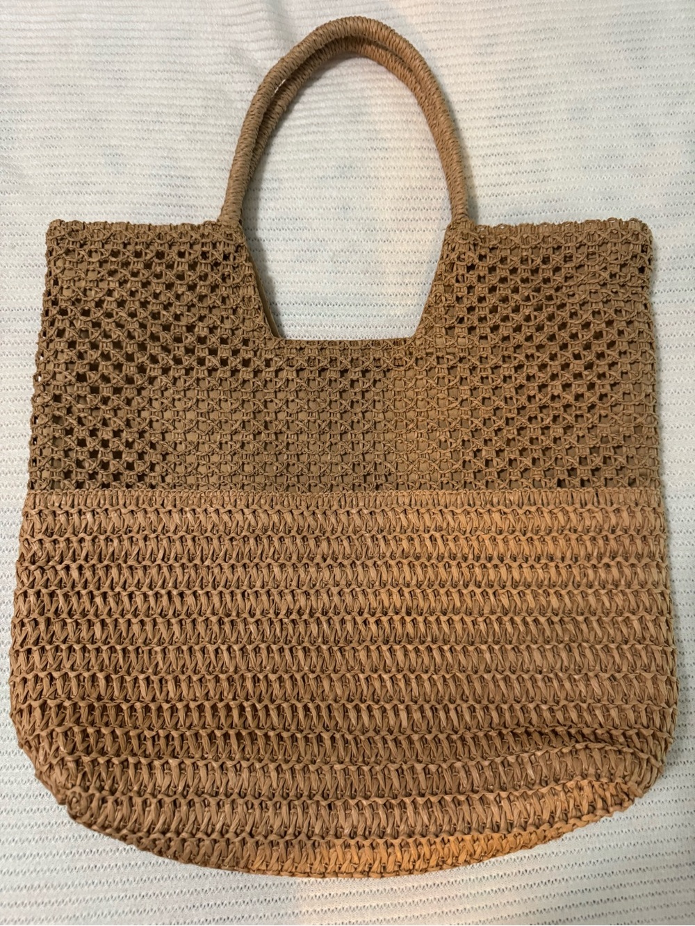 Artisanal Brazil Moriche Palm Straw Tote Bag Wooden Bead Tassel Boho Beach NWOT - Picture 3 of 4